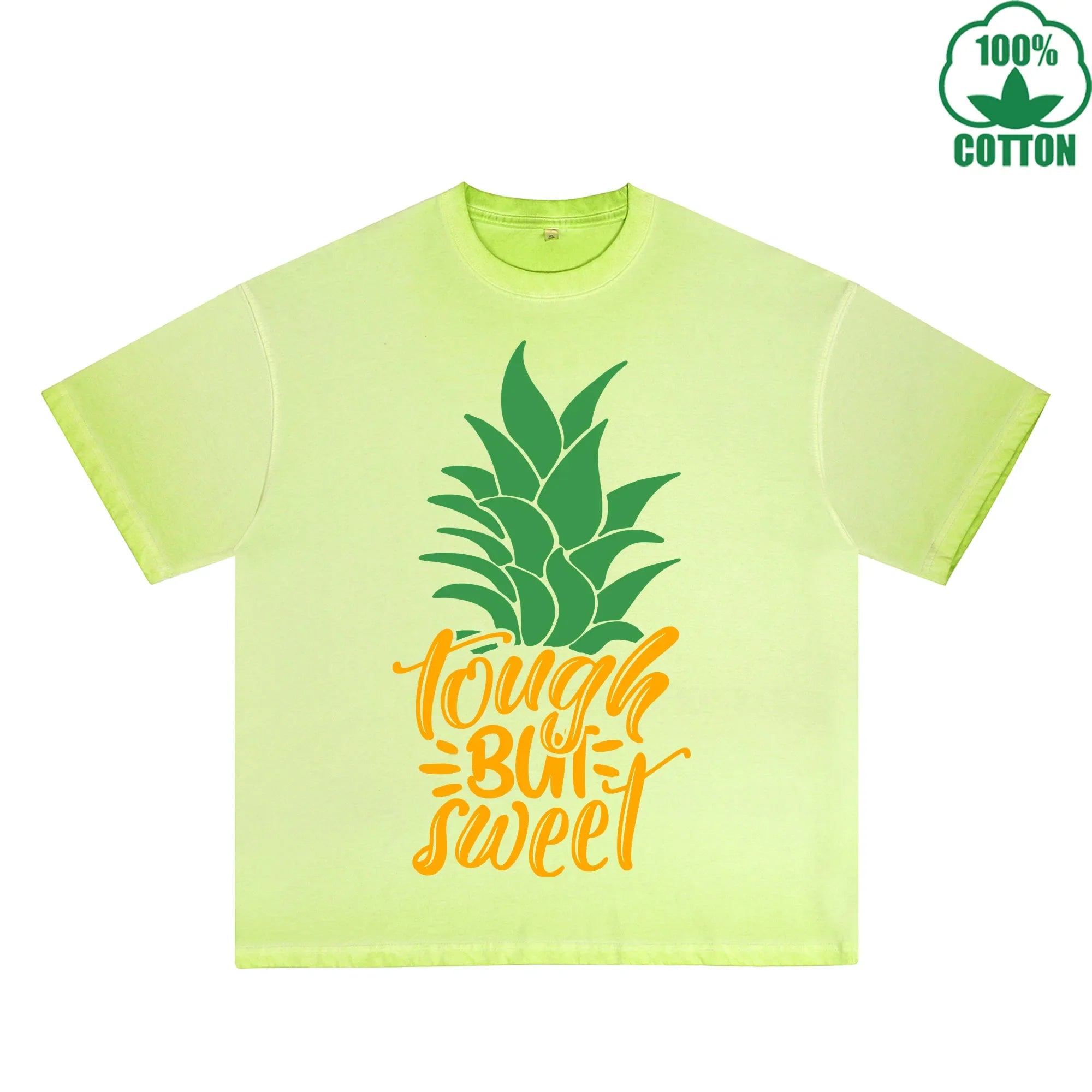 BOGGO  Pineapple Printed Dirty WashT-Shirt 230G Multicolor Loose Trendy Short Sleeves Fashionable 100%Cotton Top