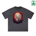 BOGGO  Long Lasting Love Printed Dirty Wash T-Shirt 230G Multicolor Loose Trendy Fashionable 100%Cotton Short Sleeve Top