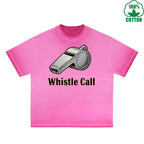 BOGGO  Whistle Call Printed Dirty Wash T-Shirt 230G Multicolor Loose Trendy Fashionable 100%Cotton Short Sleeve Top