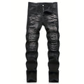 Men¡¯s trendy streetwear: black ripped straight-leg jeans ¨C an excellent gift for husbands or boyfriends.