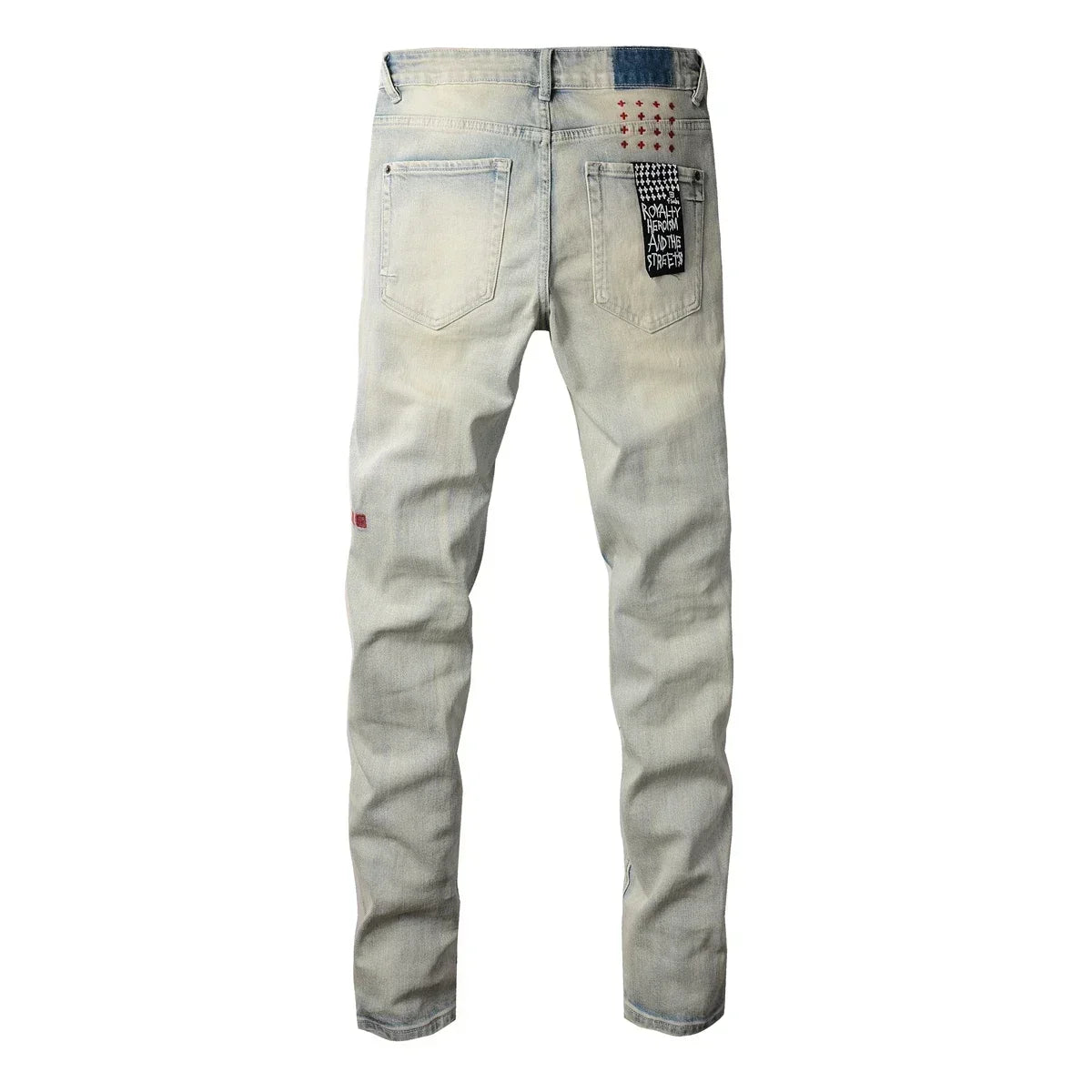 New KSUBI Jeans Men Paint Hole Trendy American High Street  Trend Low Rise Stretch Skinny Pleated Ripped Jeans