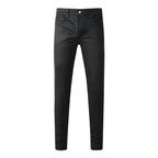 BOGGO Streetwear Men Jeans Fashion Trend American High Street Retro wash Low Rise Elastic Skinny Pleated Ripped Denim Pants