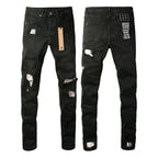 New KSUBI Jeans Men Paint Hole Trendy American High Street  Trend Low Rise Stretch Skinny Pleated Ripped Jeans