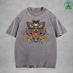 BOGGO  HunterInterest Printed Washed T-Shirt 230G Multicolor Loose Trendy Fashionable 100%Cotton Short Sleeve Top