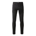 BOGGO High Street Men's Jeans American Distressed Dark Black Coated Blank Stretch Skinny Button Fly Ripped Pants Trousers