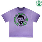 BOGGO  Irish Be There With You Printed Dirty Wash T-Shirt 230G Multicolor Loose Trendy Fashionable 100%Cotton Short Sleeve Top