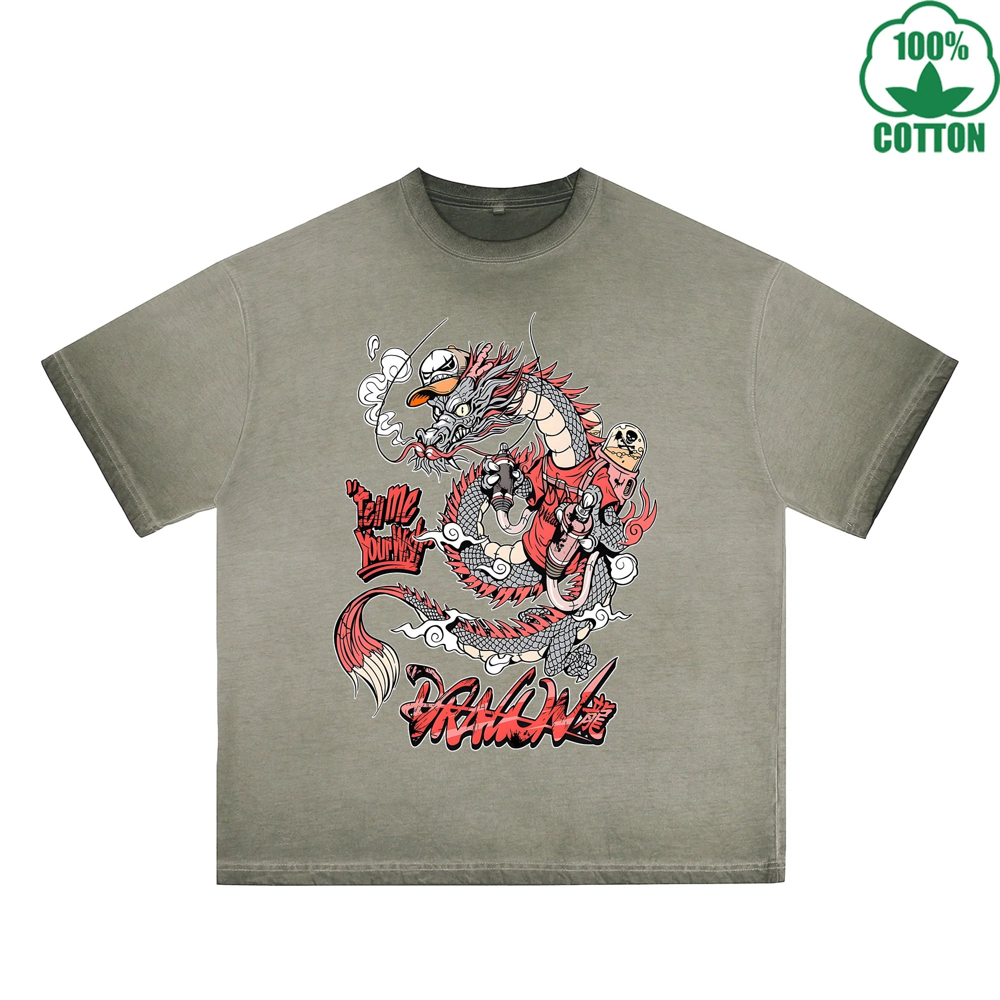BOGGO  Blood Butterfly Printed Dirty WashT-Shirt 230G Multicolor Loose Trendy Fashionable 100%Cotton Short Sleeve Top
