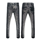 BOGGO Men Jeans Fashion Americans High street Retro wash black Splashing ink graffiti print Low Rise Elastic Skinny Jeans Brand pants