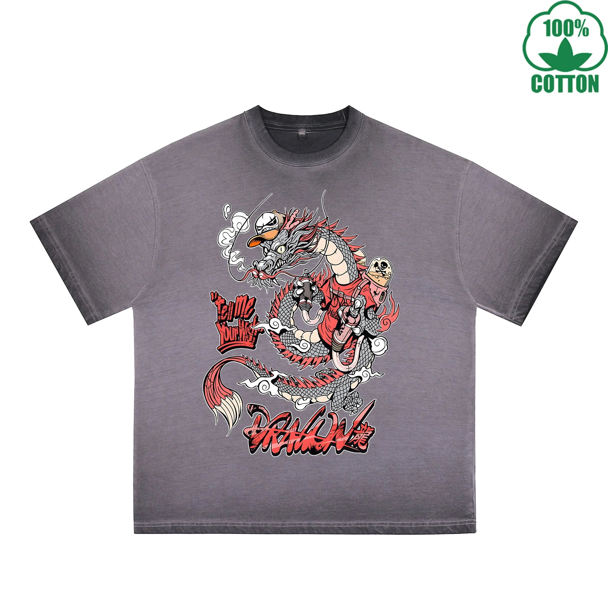 BOGGO  Blood Butterfly Printed Dirty WashT-Shirt 230G Multicolor Loose Trendy Fashionable 100%Cotton Short Sleeve Top