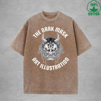 BOGGO  The Dark MaskInterest Printed Washed T-Shirt 230G Multicolor Loose Trendy Fashionable 100%Cotton Short Sleeve Top