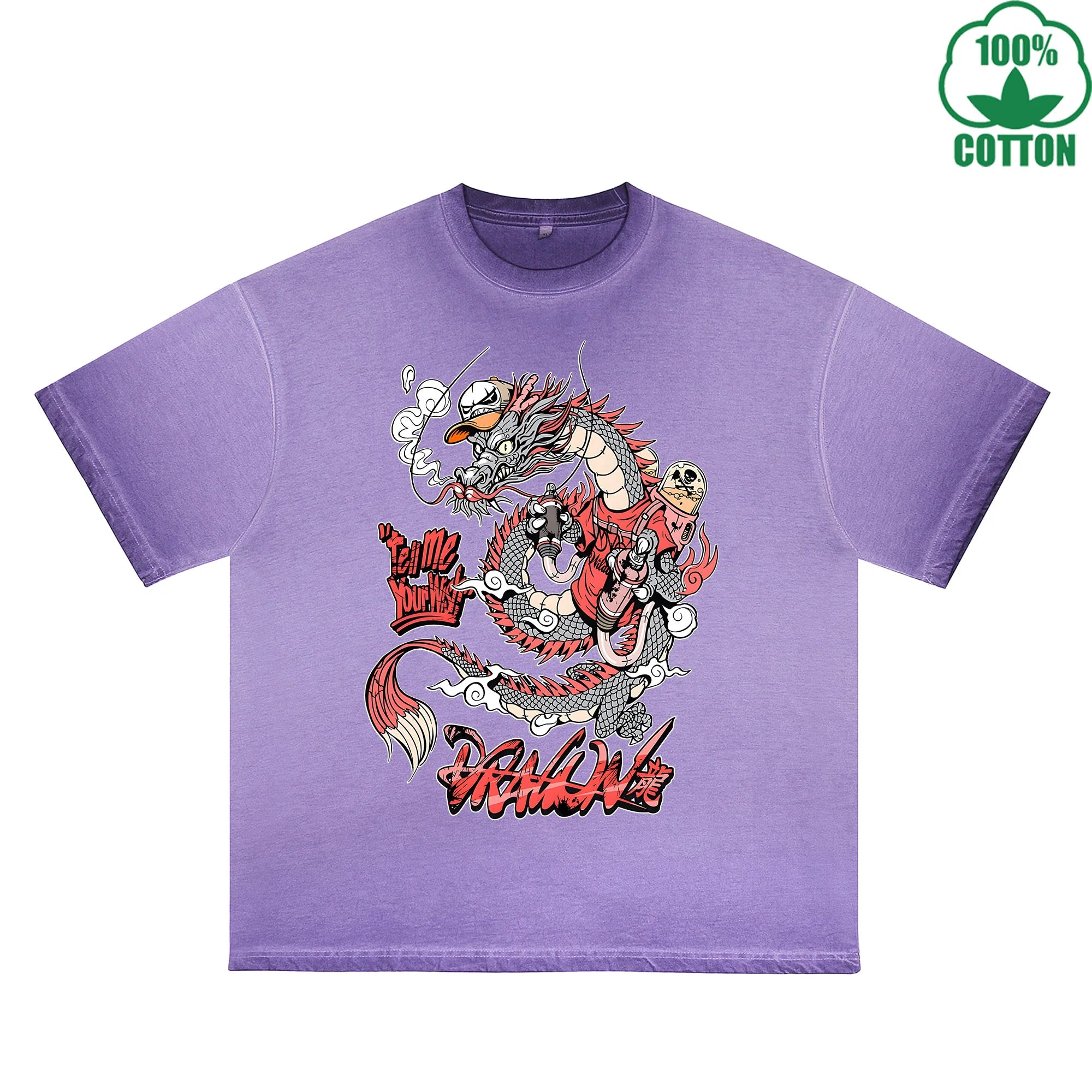 BOGGO  Blood Butterfly Printed Dirty WashT-Shirt 230G Multicolor Loose Trendy Fashionable 100%Cotton Short Sleeve Top