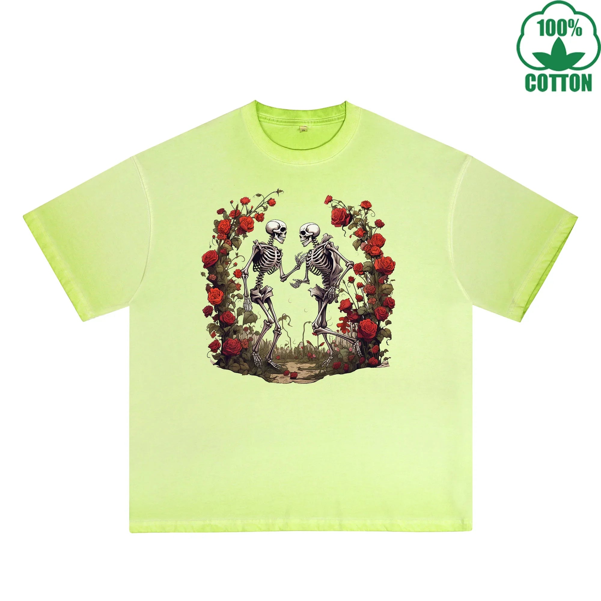 BOGGO  Love Printed Dirty Wash T-Shirt 230G Multicolor Loose Trendy Fashionable 100%Cotton Short Sleeve Top