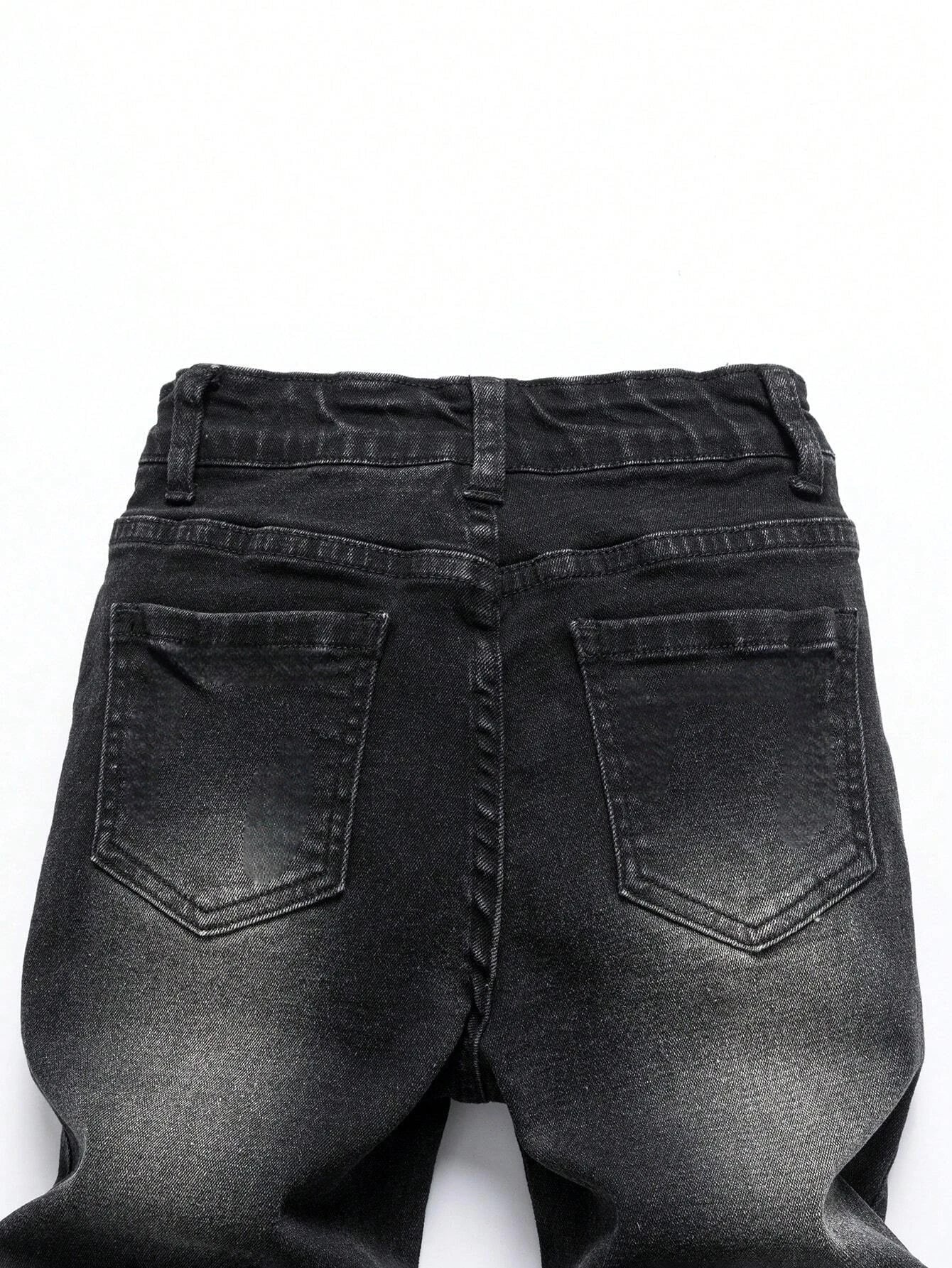BOGGO 1-Piece Men's All-Season Snowflake Washed Fashion Jeans, Stretchy Slim-Fit Light Gray and Dark Black Casual Denim Pants, Minimalist Fashion, Suitable for Everyday Wear