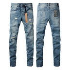 New KSUBI Jeans Men Paint Hole Trendy American High Street  Trend Low Rise Stretch Skinny Pleated Ripped Jeans