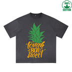 BOGGO  Pineapple Printed Dirty WashT-Shirt 230G Multicolor Loose Trendy Short Sleeves Fashionable 100%Cotton Top