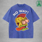 BOGGO  No WayInterest Printed Washed T-Shirt 230G Loose Trendy Fashionable 100%Cotton Short Sleeve Top