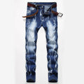 BOGGO Men's Blue Stretch Jeans, Washed and Bleached Straight-leg Denim Pants, Asian Sizes 28¨C42. New 2026