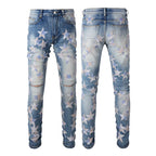 BOGGO Men Jean Denim Pencil Pants Stretch Jeans Ankle Length Trousers Washed High Street Mid Waist Pockets Slim Print Spring 2026