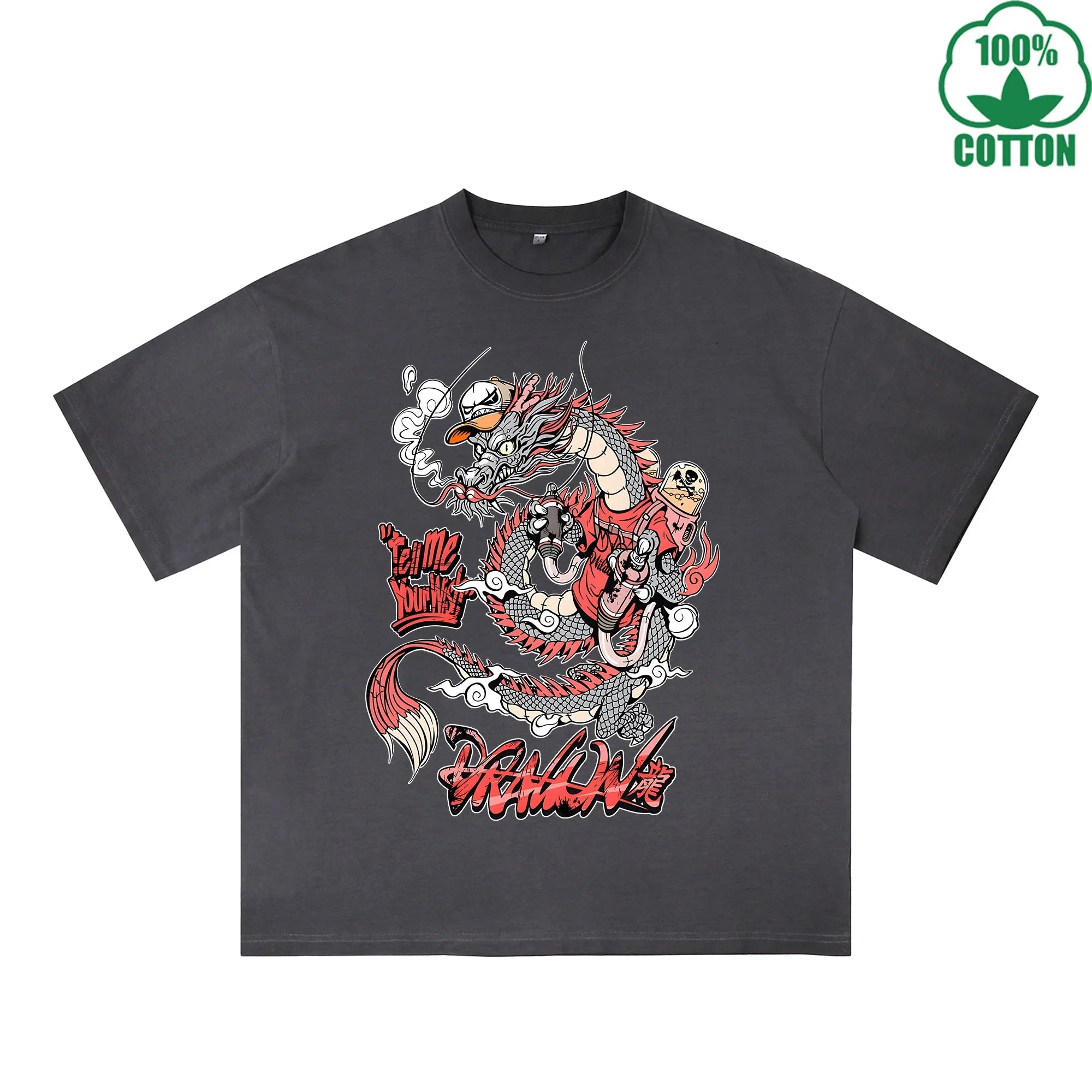 BOGGO  Blood Butterfly Printed Dirty WashT-Shirt 230G Multicolor Loose Trendy Fashionable 100%Cotton Short Sleeve Top
