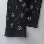 BOGGO Men Jeans Fashion Americans High street Retro wash black Splashing ink graffiti print Low Rise Elastic Skinny Jeans Brand pants
