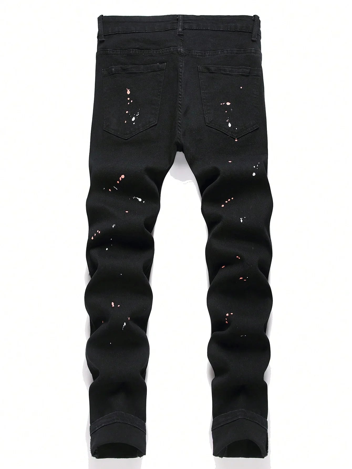 BOGGO Men y2k Stretchy Skinny Denim Jeans For Men Casual pants Ripped Patchwork Hole Slim Fit Denim Hip Hop Black Straight Trousers