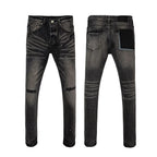 BOGGO Men Jeans Fashion Americans High street Retro wash black Splashing ink graffiti print Low Rise Elastic Skinny Jeans Brand pants
