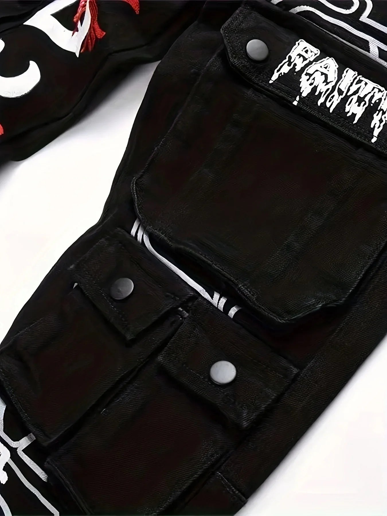 New European and American black washed embroidery jeans