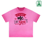 BOGGO  It not me It You Printed Dirty Wash T-Shirt 230G Multicolor Loose Trendy Fashionable 100%Cotton Short Sleeve Top