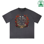 BOGGO  Love Printed Dirty Wash T-Shirt 230G Multicolor Loose Trendy Fashionable 100%Cotton Short Sleeve Top