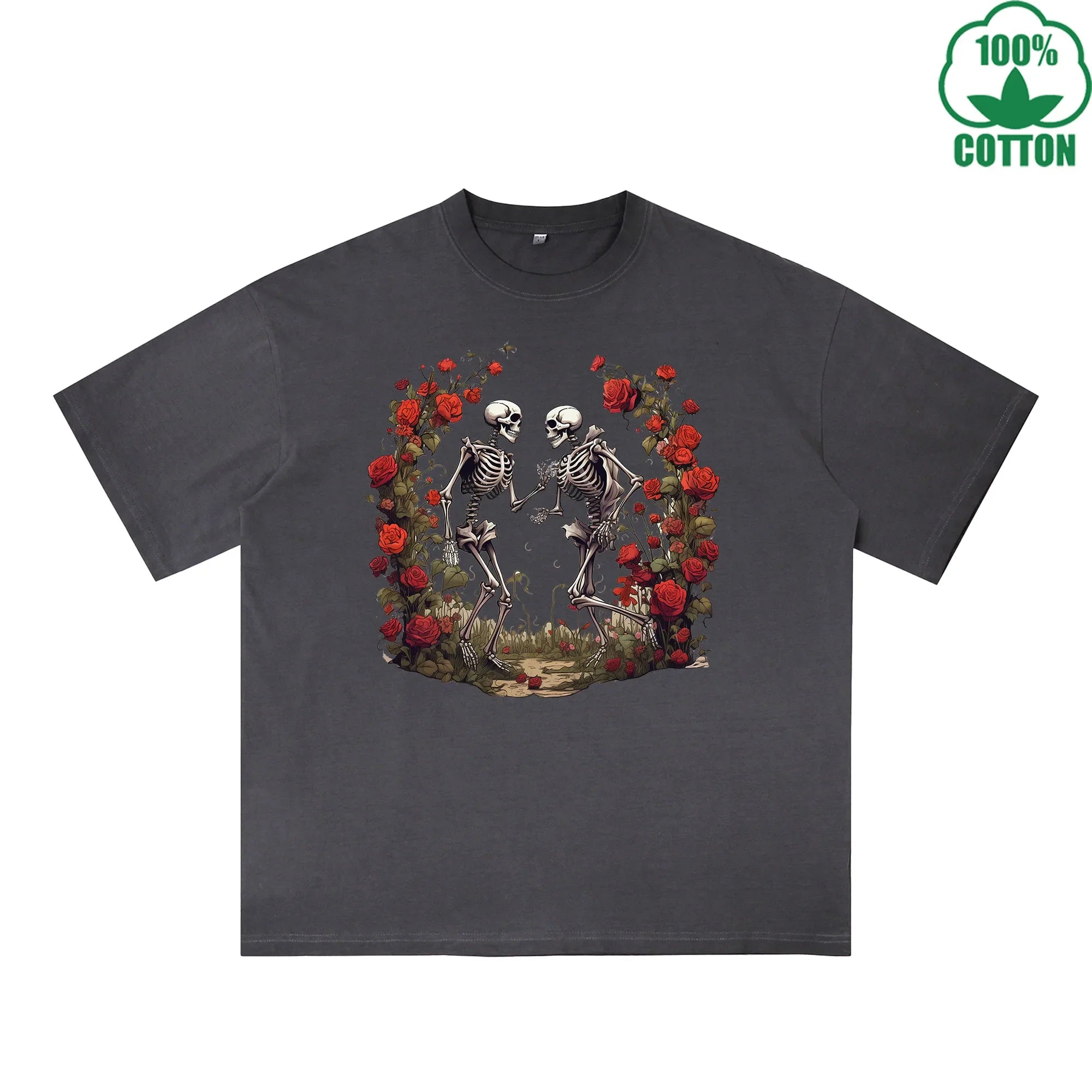 BOGGO  Love Printed Dirty Wash T-Shirt 230G Multicolor Loose Trendy Fashionable 100%Cotton Short Sleeve Top