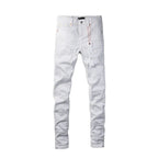 BOGGO Spring New Men's White Skinny Jeans High Quality Slim Fit Trousers Streetwear Hip Hop Style Casual Fashion Stretch Denim Pants