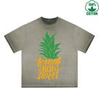 BOGGO  Pineapple Printed Dirty WashT-Shirt 230G Multicolor Loose Trendy Short Sleeves Fashionable 100%Cotton Top
