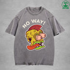 BOGGO  No WayInterest Printed Washed T-Shirt 230G Loose Trendy Fashionable 100%Cotton Short Sleeve Top