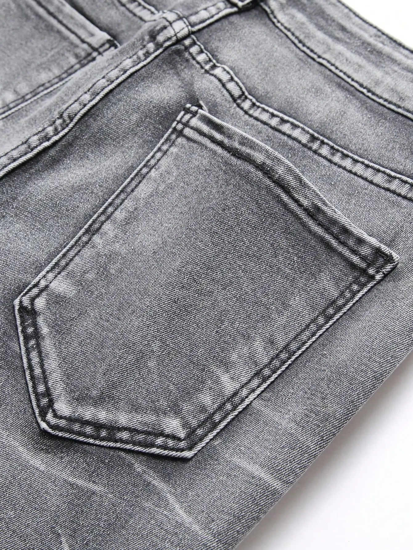 BOGGO Men¡®s Stretchy Denim Jeans Streetwear Tearing Patchwork Holes Ripped Denim Elastic Waist Casual Pants Slim fit Straight Trousers