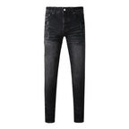 BOGGO Streetwear Men Jeans Fashion Trend American High Street Retro wash Low Rise Elastic Skinny Pleated Ripped Denim Pants