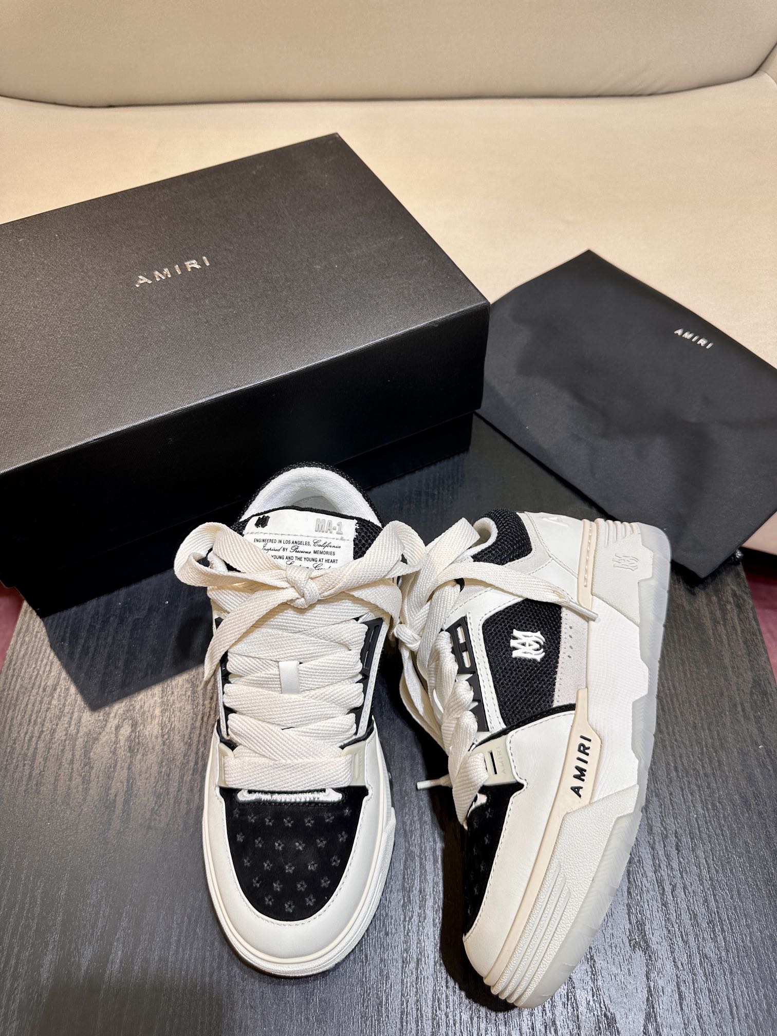 Men's Amiri Premium Leather Platform Mesh Shoes