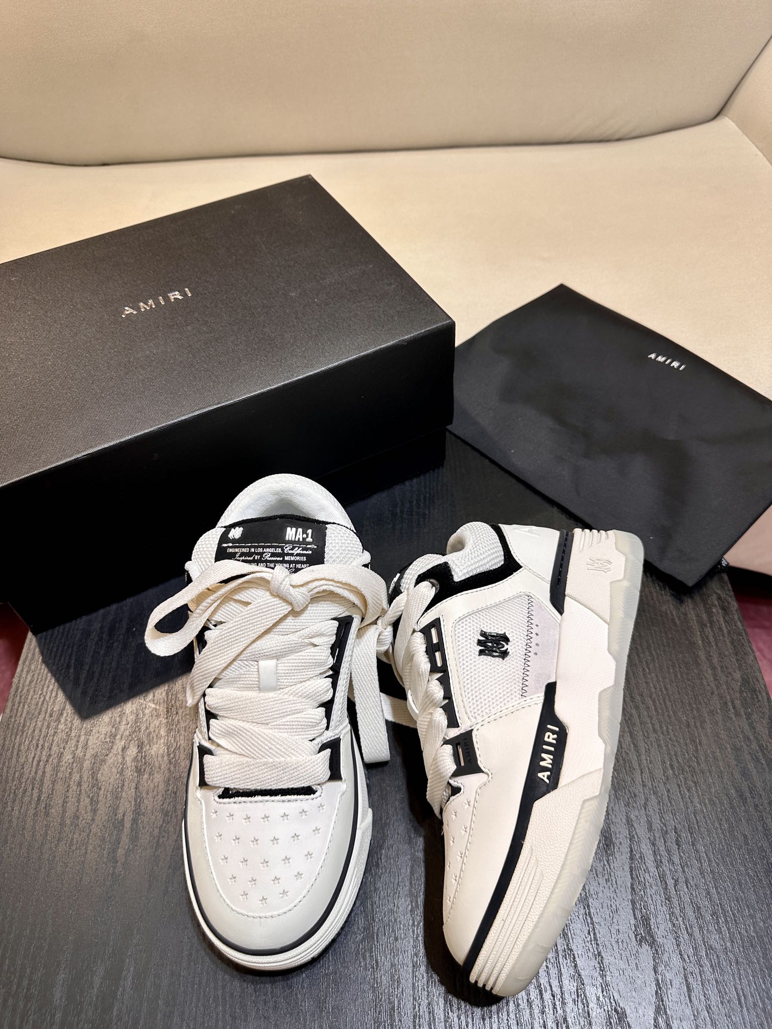 Men's Amiri Premium Leather Platform Mesh Shoes