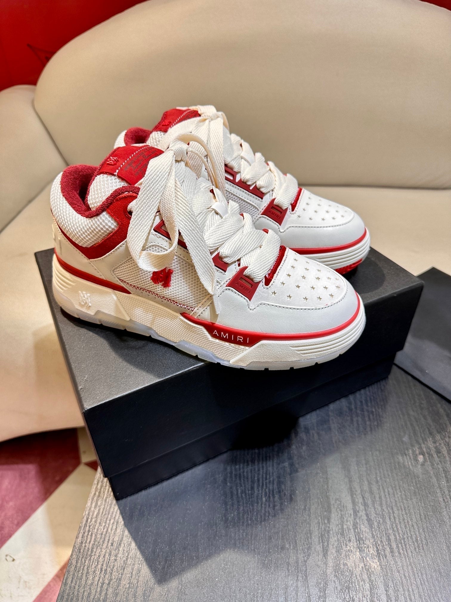 Men's Amiri Premium Leather Platform Mesh Shoes