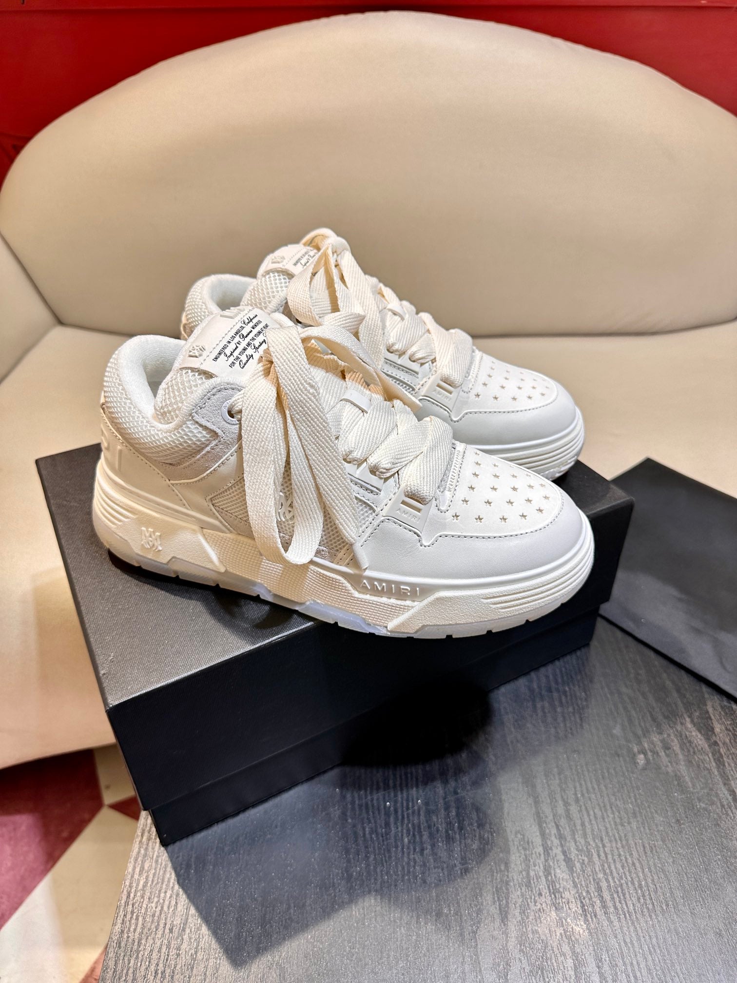 Men's Amiri Premium Leather Platform Mesh Shoes